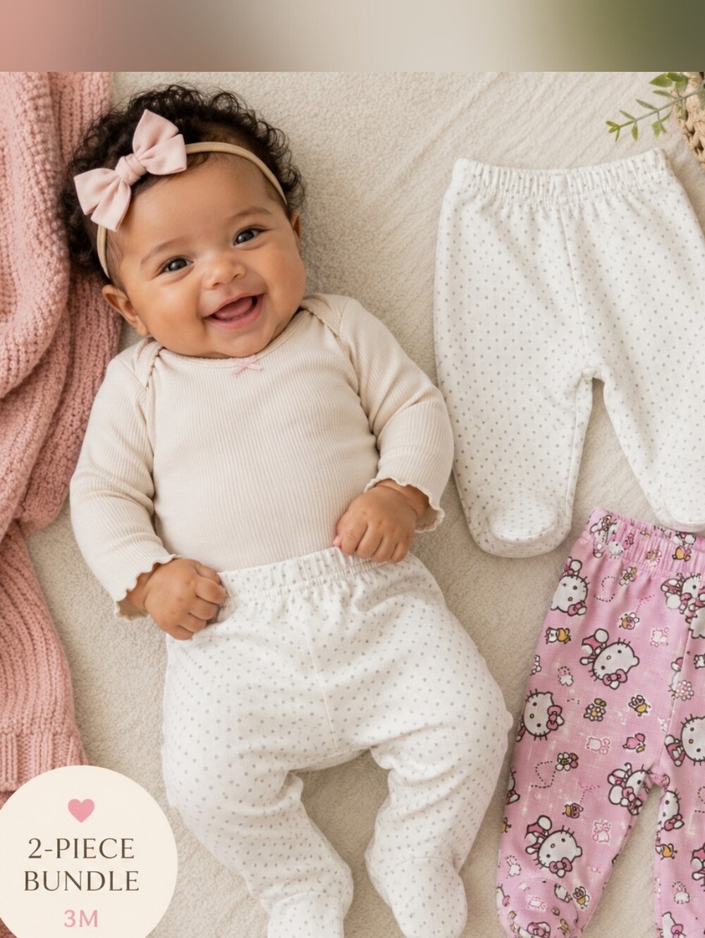 Hello Kitty White and Pink Baby Pants Set